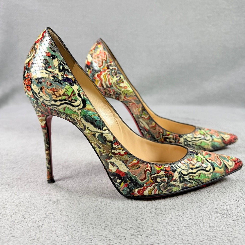 Christian Louboutin Multicolored Python Pointed Toe Stiletto Heels Pumps Sz 39